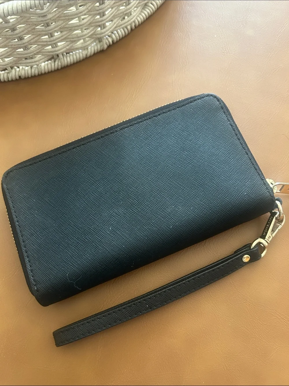 Michael Kors Black Leather Zip Wrislet